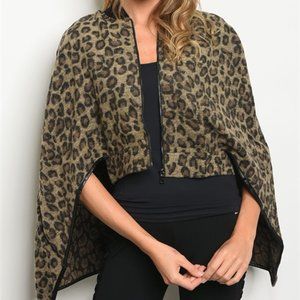 Leopard Print Cape Jacket